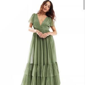 Lace & Beads Olive Maxi Dress